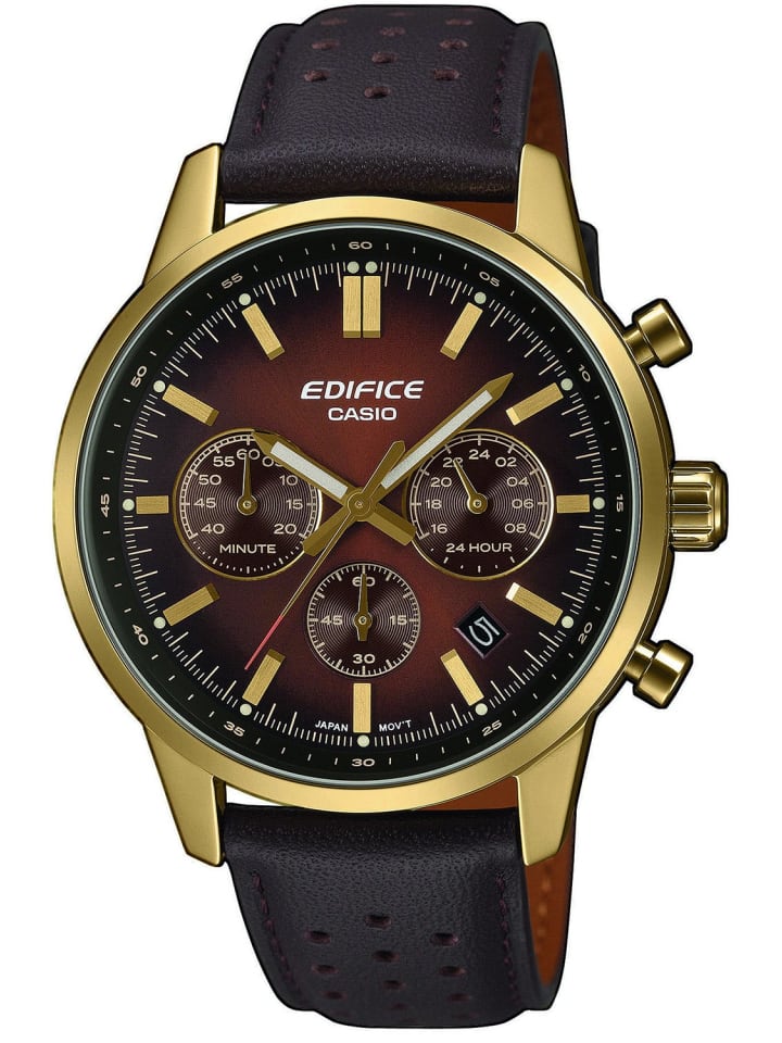 Edifice Herrenuhr Chronograph Braun / Gold