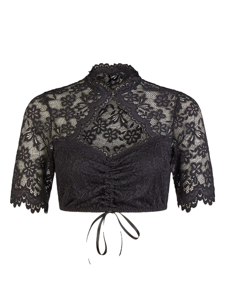 Dirndlbluse halbarm in schwarz