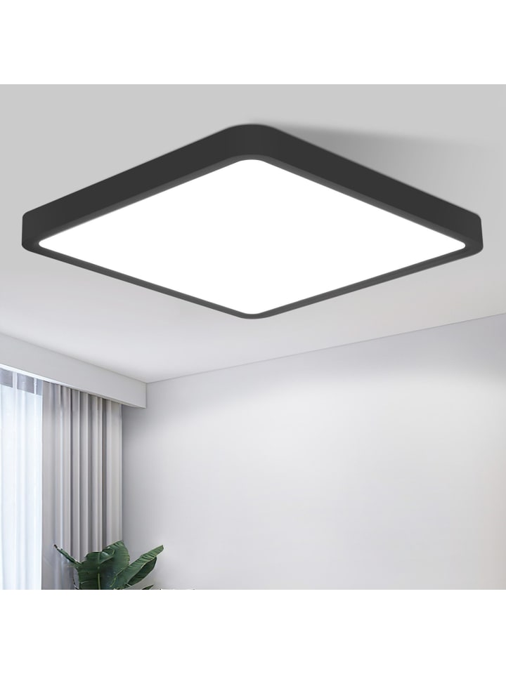 Deckenleuchte LED in schwarz Ø23CM Eckig 6500K Kaltweiß Flurlampe 18W