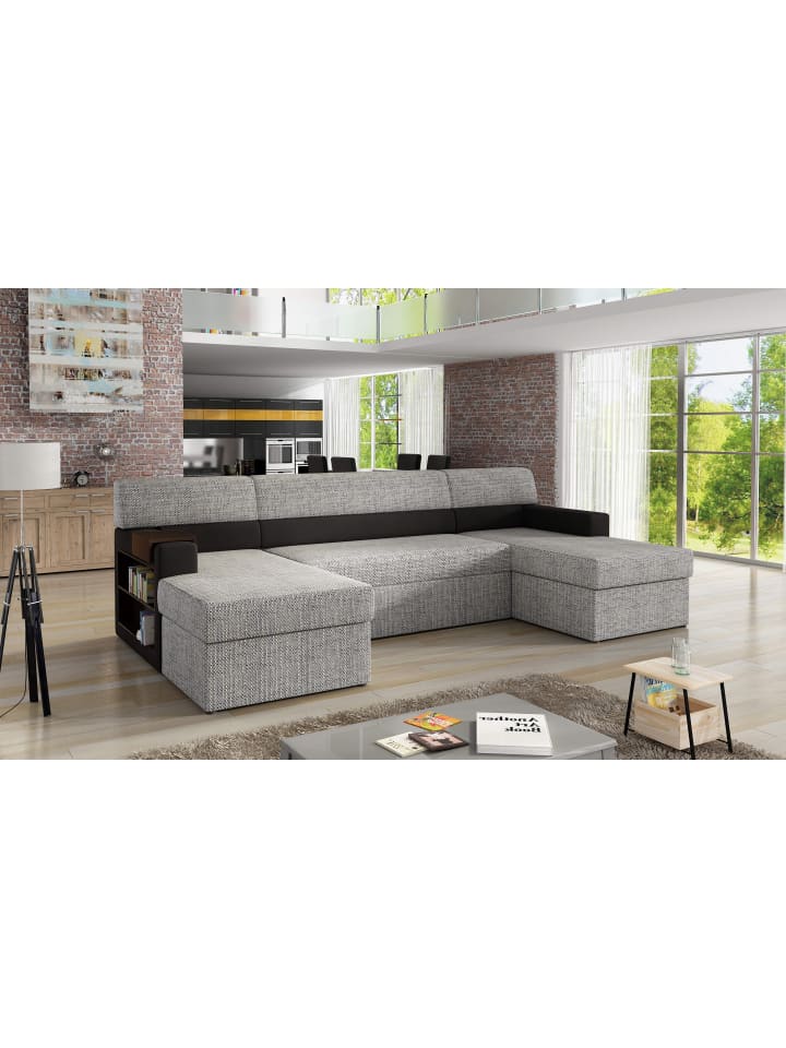 Narkos Recamiere Links in Grau - (L) 159 x (B) 310 x (H) 90 cm