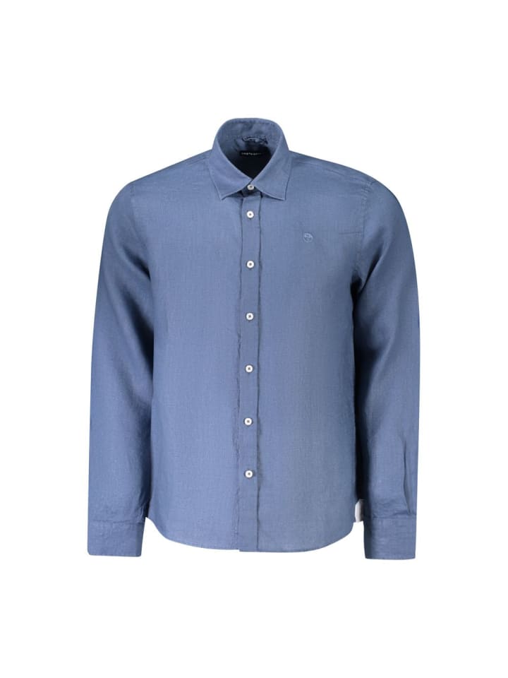 Blau Leinen Herren Hemd