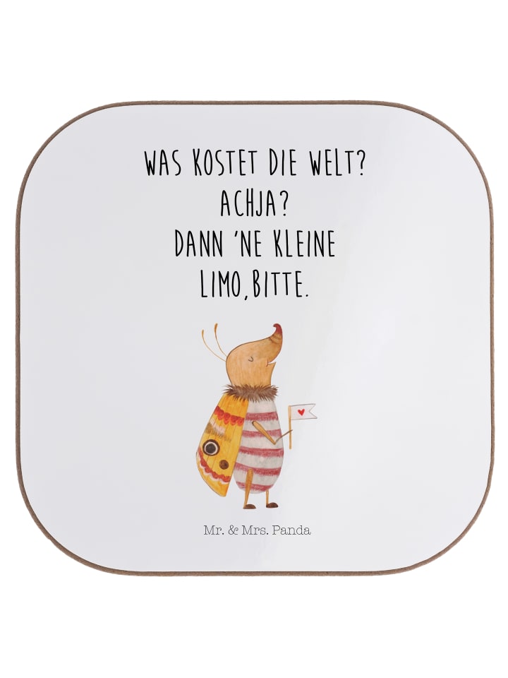 Untersetzer Nachtfalter Fähnchen mit Spruch in Weiß