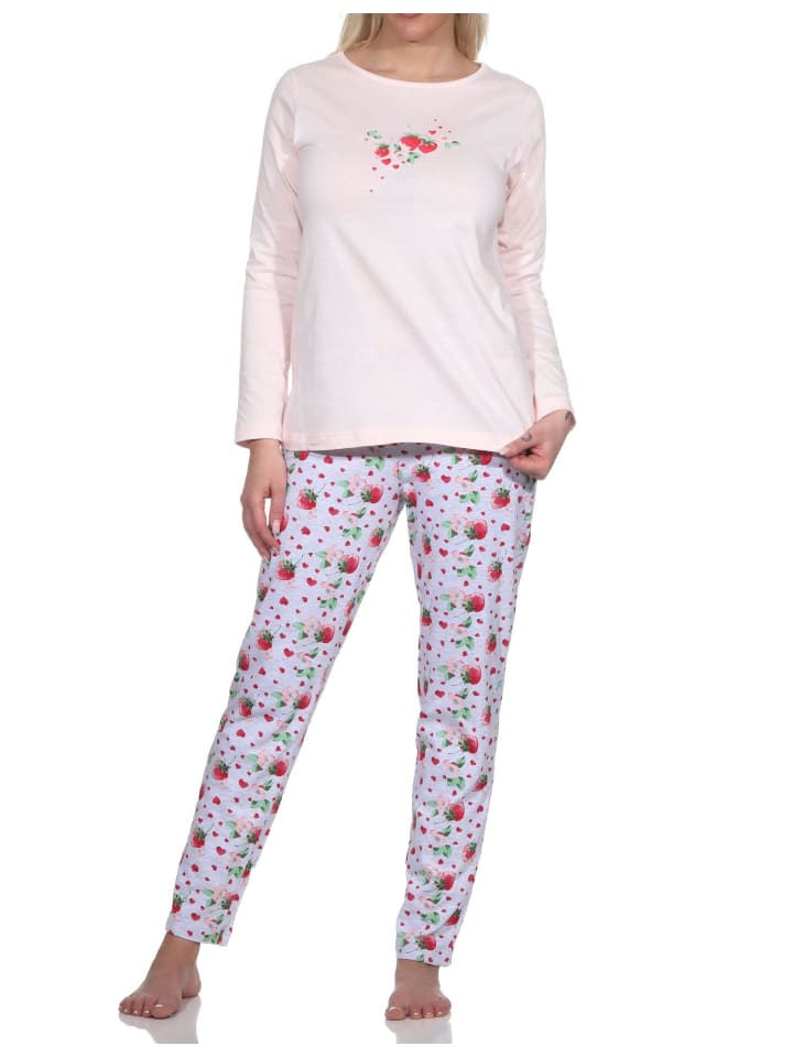 Schlafanzug langarm Pyjama - 78593 in rosa