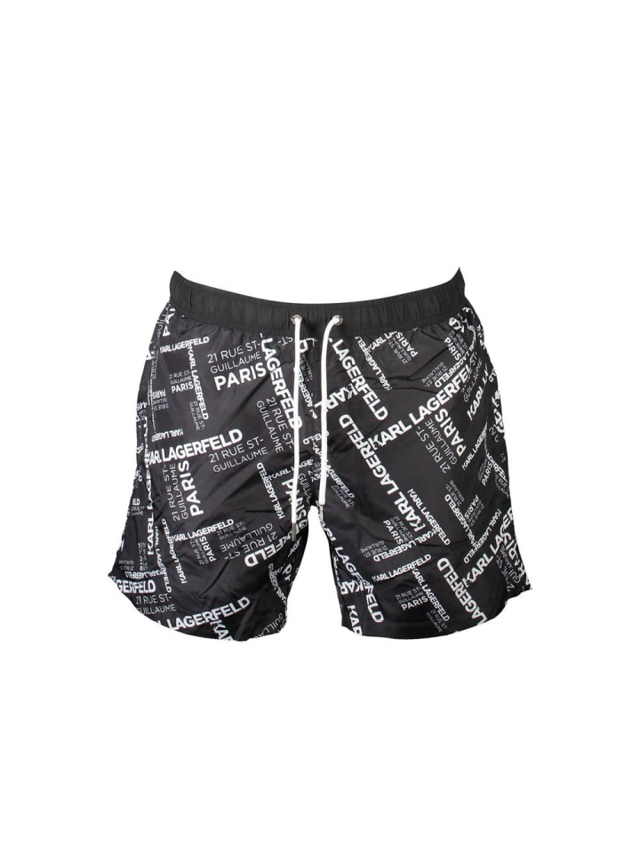 Schwarz Polyester Herren Bade Boxershorts
