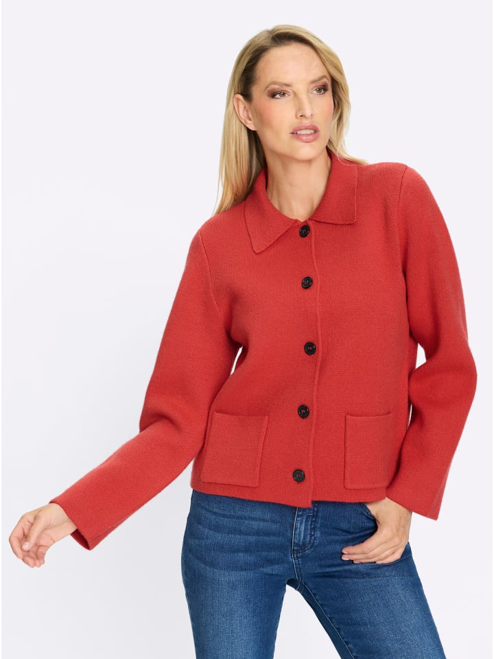 Strickjacke in erdbeere