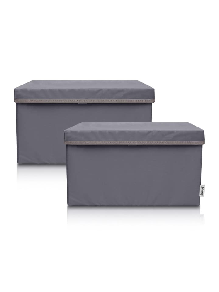 Aufbewahrungsbox 2er-Set Anthrazit, 37 x 25 x 21 cm