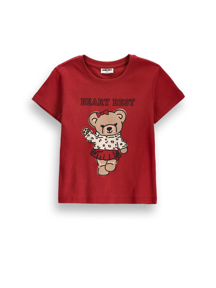 T-Shirt mit kurzen Ärmeln in dunkelrot