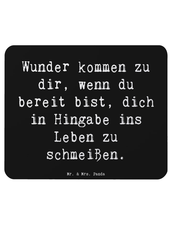Maus Pad Spruch Wunder Hingabe mit Spruch in Schwarz