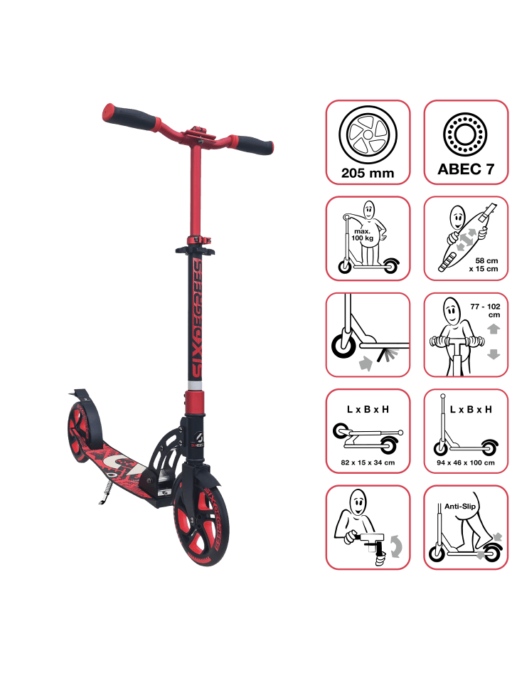 Aluminium Scooter 205 mm in racing red
