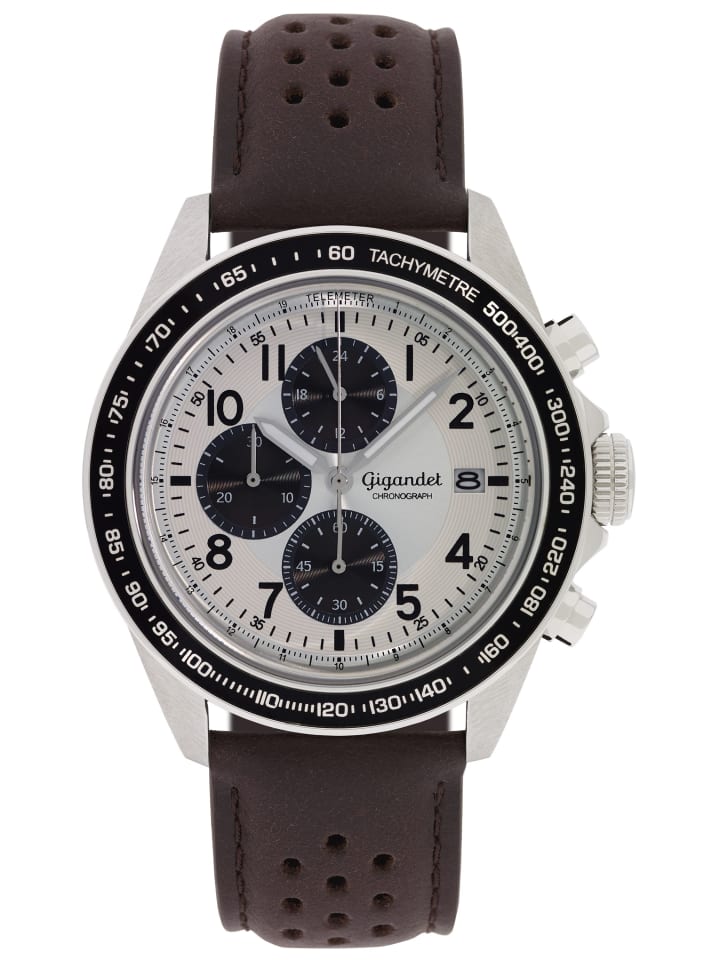 Quarzuhr Chronograph "RACETRACK" in Braun/Silber/Schwarz
