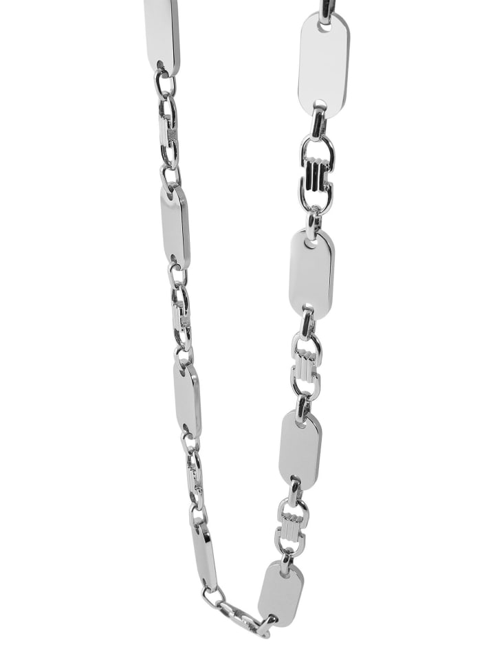 Unisex Halskette – Plattenkette aus Edelstahl 55 cm in silber