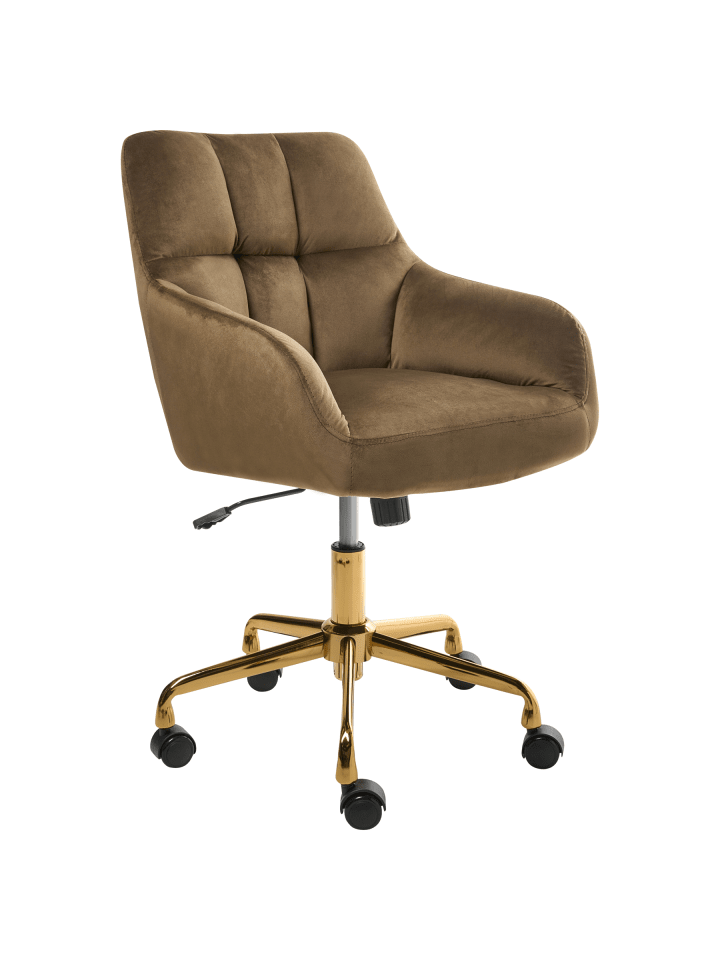 Bürostuhl PALMDALE in Braun/Schwarz/Gold - (W) 58 x (H) 84 x (L) 61 cm
