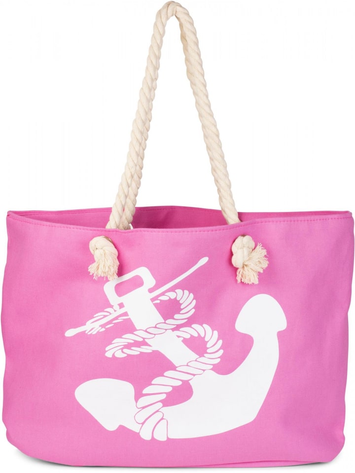 Strandtasche in Pink-Weiß