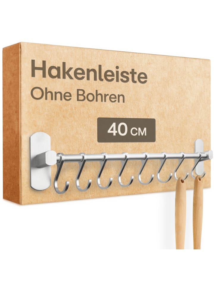 Hakenleiste für Küchenutensilien mit 8 Haken - Ohne Bohren -