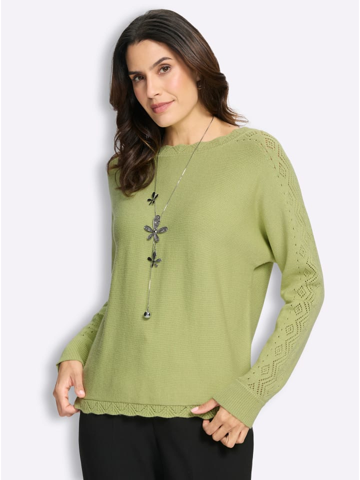 Langarm-Pullover in lindgrün