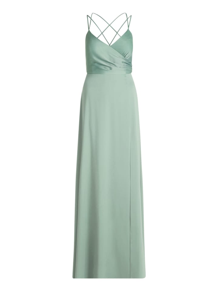 Abendkleid mit V-Ausschnitt in Foggy Green