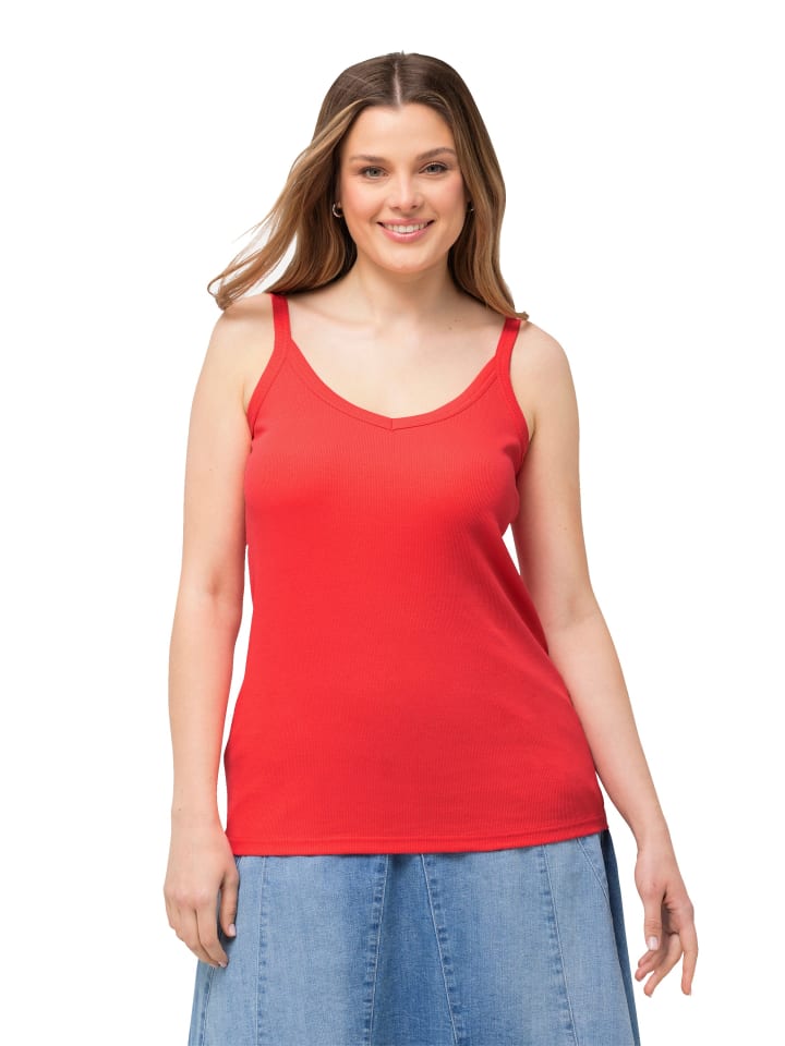 Strick-Top in hibiskusrot