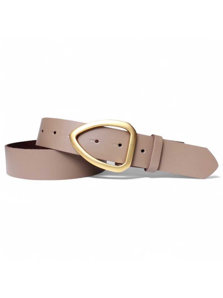 Damengürtel goldene Schnalle in Taupe