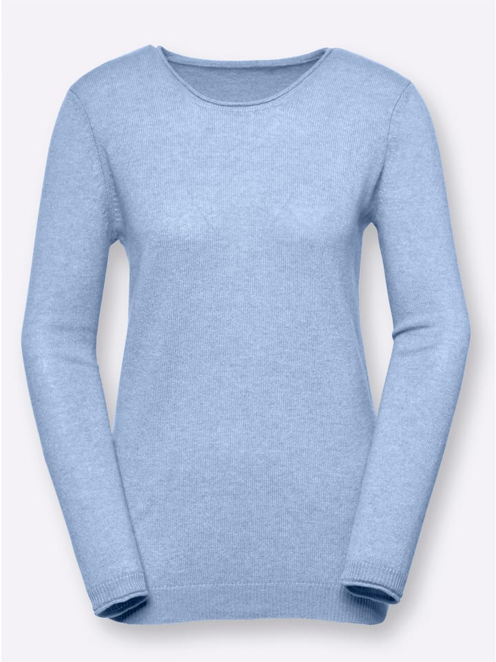 Kaschmir-Pullover in blau-meliert