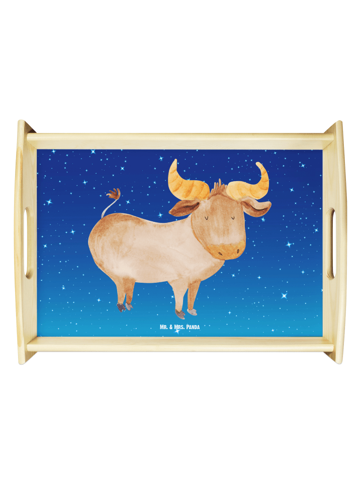 Deko Tablett Sternzeichen Stier ohne Spruch in Sternenhimmel Blau