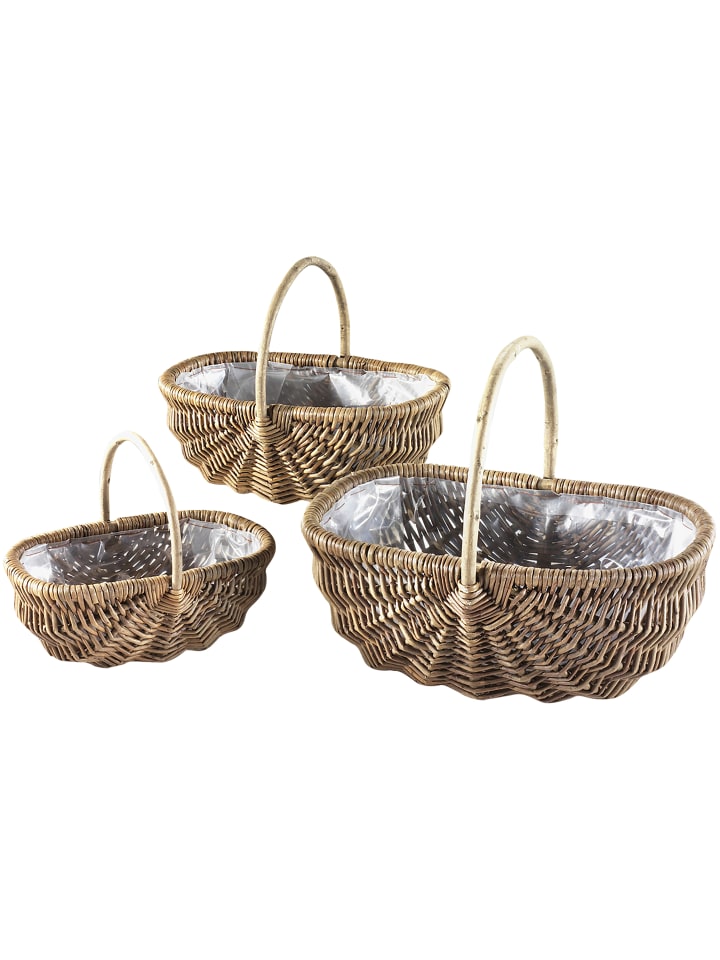 3tlg. Set Pflanzkübel LIMA25 in Braun