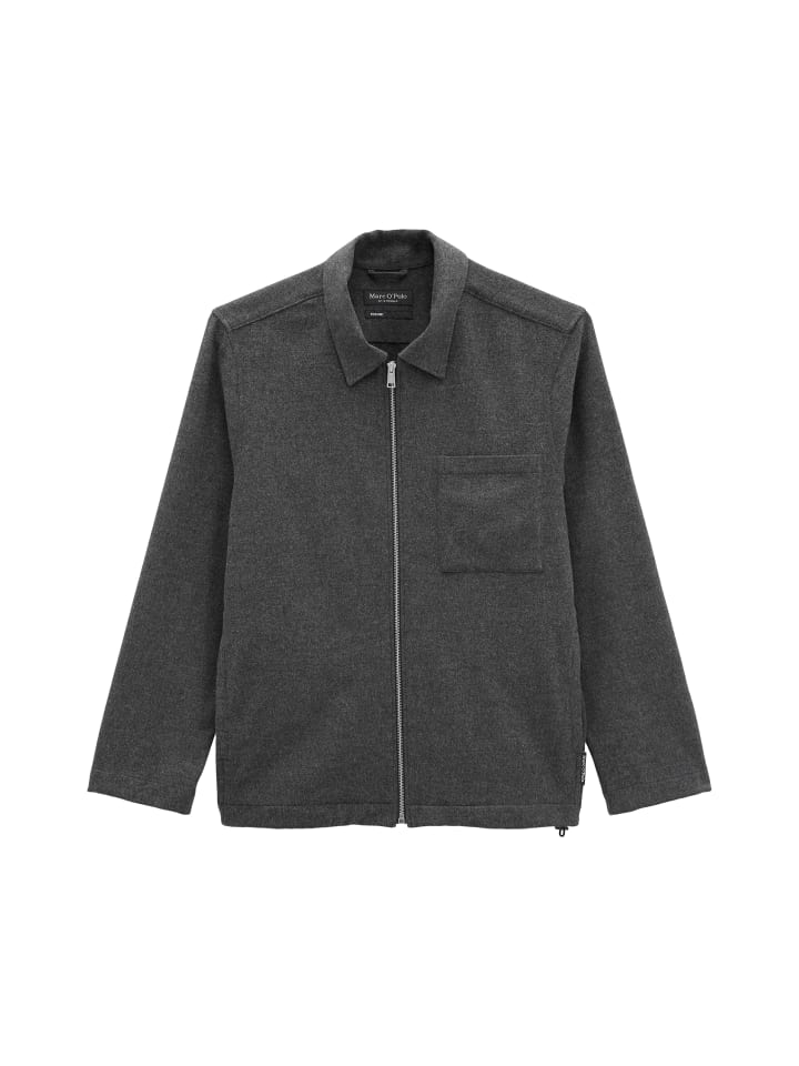 Zip-Overshirt regular in Dark Grey Melange