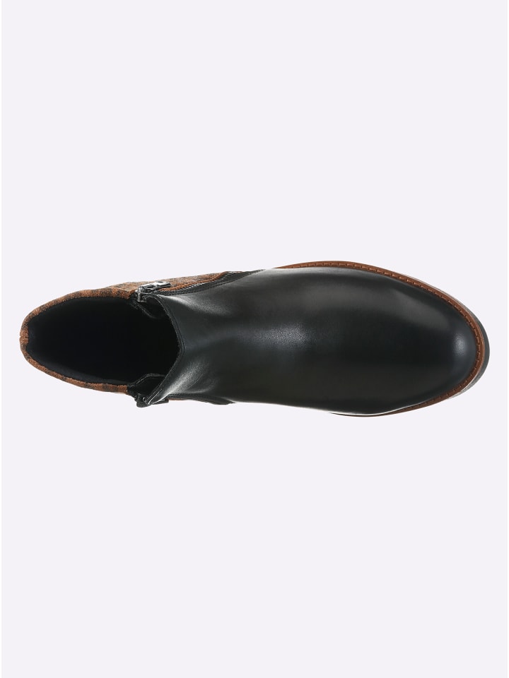 Kurzstiefelette in schwarz-camel
