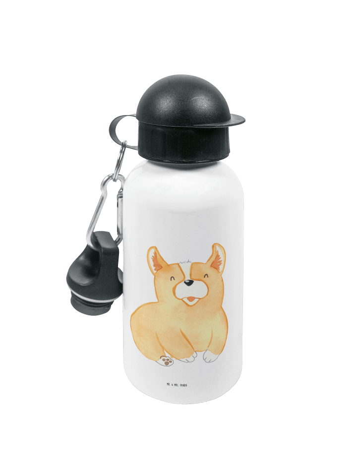 Wasserflasche Corgie ohne Spruch in Weiß