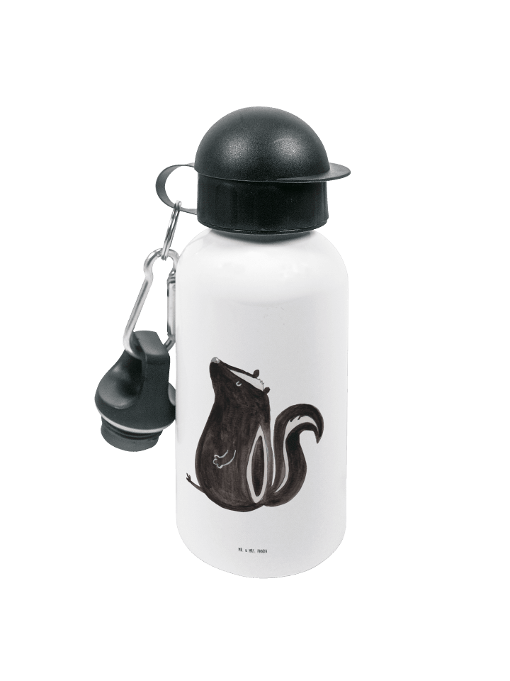 Trinkflasche Stinktier Sitzen ohne Spruch in Weiß