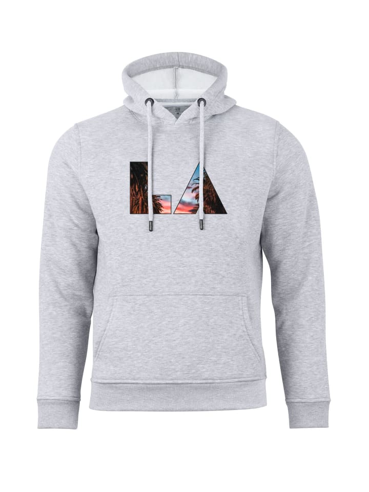 Hoodie Skyline Los Angeles - Weltenbummler Kollektion in Grau-Melange