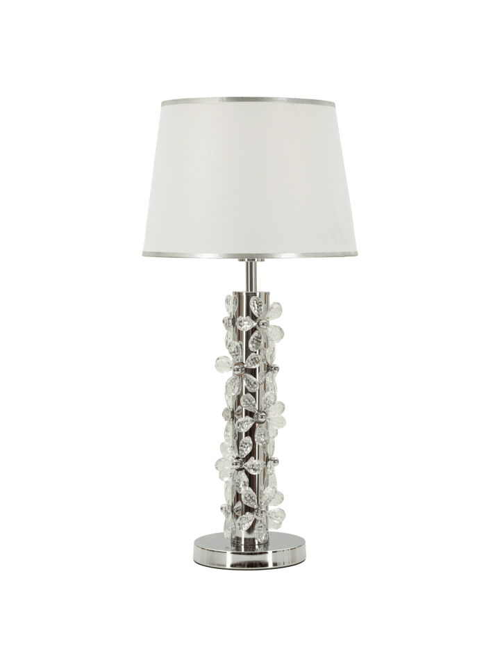 Metallene Tischleuchte mit Harzblumen, Ø 35 x 74 cm