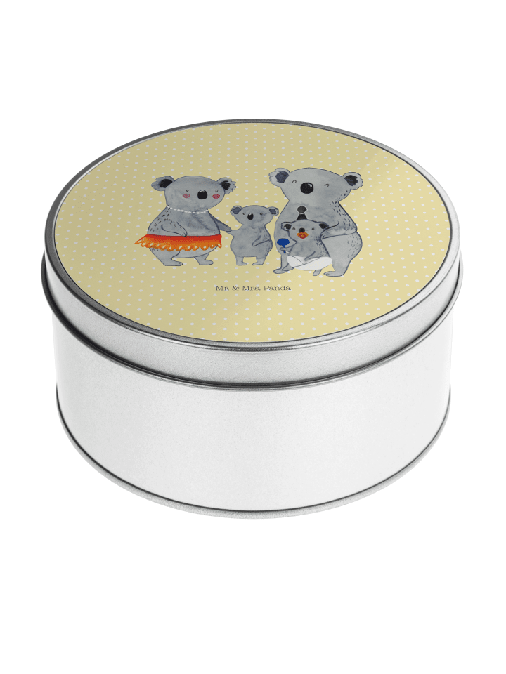 Keksdose Koala Familie ohne Spruch in Gelb Pastell