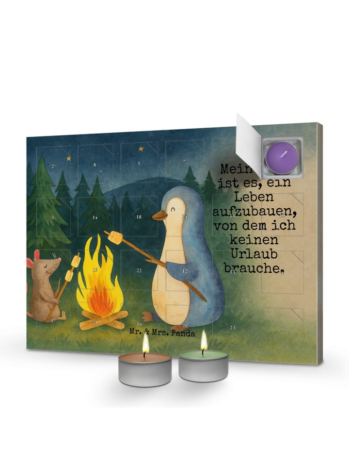 Adventskalender Pinguin Lagerfeuer Design mit S... in Weiß