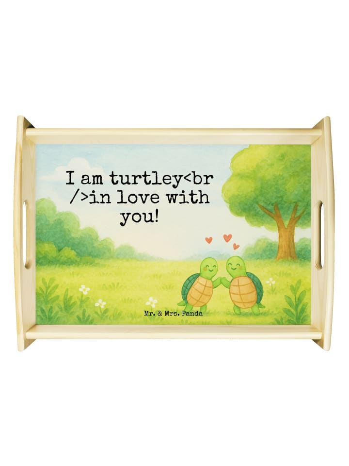 Tablett Schildkröten Paar Design mit Spruch in Weiß