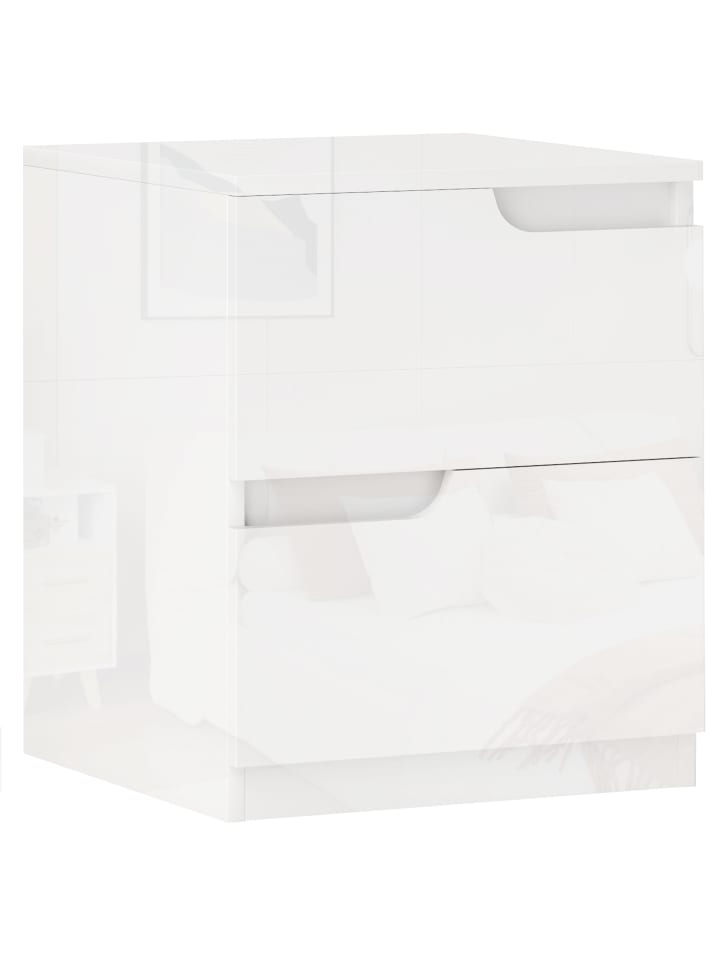 Nachtschrank in Hochglanzweiß 40L x 40B x 48H cm