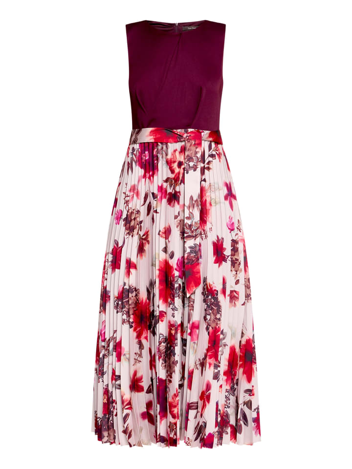 Cocktailkleid mit Plissee in Patch Dark Red/Cream