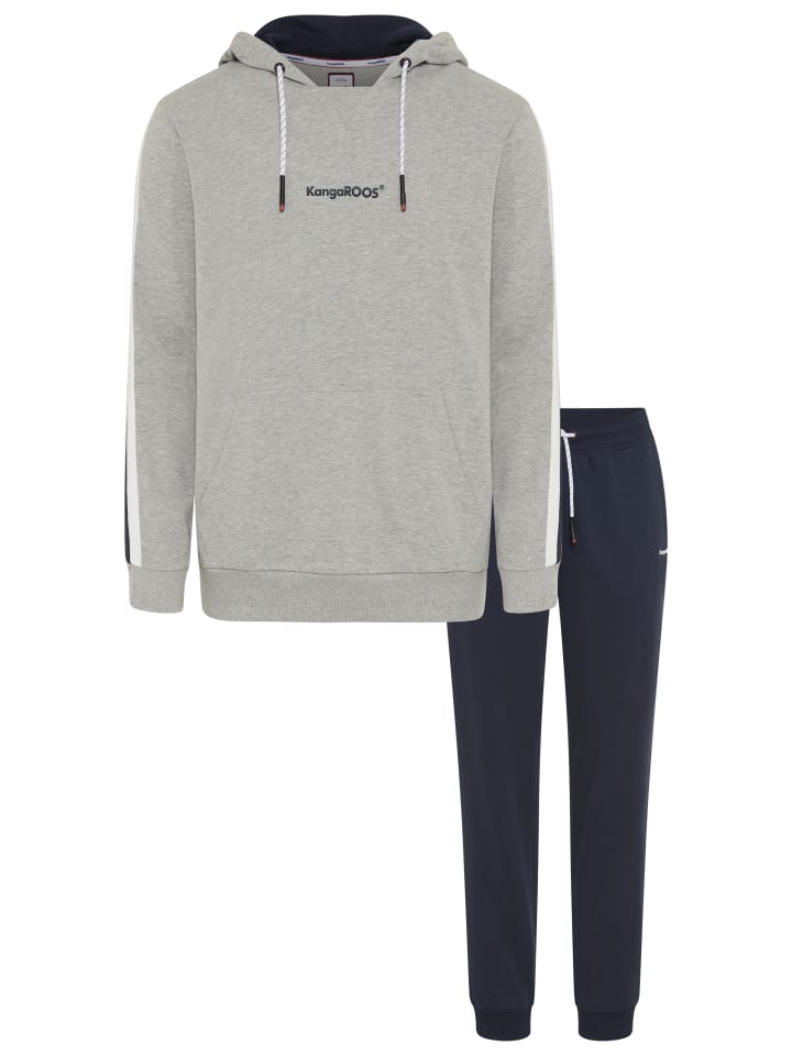 Jogginganzug in graumeliert-marine