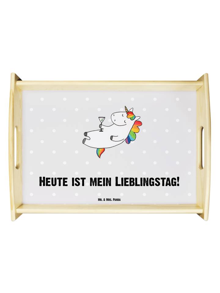 Großes Tablett Otter Seerose mit Spruch in Grau Pastell