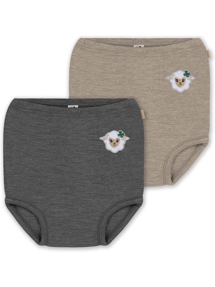 2er Pack Baby Merino Windelhose Tokoroa in Beige/Anthrazit