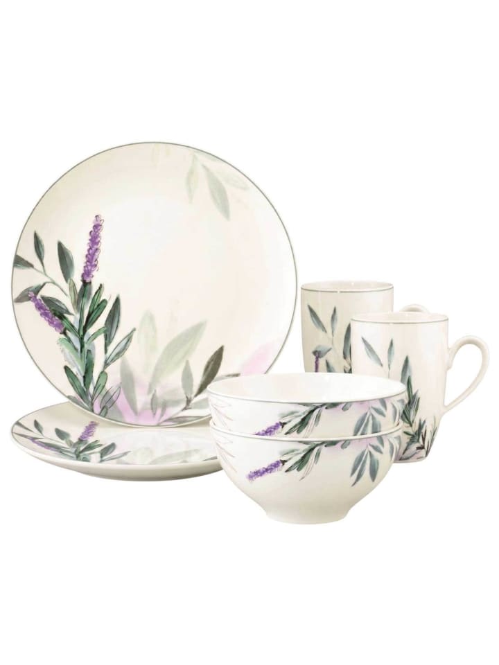 6-tlg. Frühstücks-Set Savona Provence in Bunt-Beige