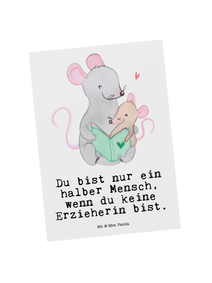 Postkarte Erzieherin Herz mit Spruch in Weiß
