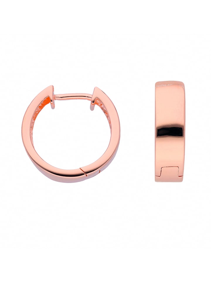 Damen 925 Silber Ohrringe / Creolen Ø 16,2 mm in rose