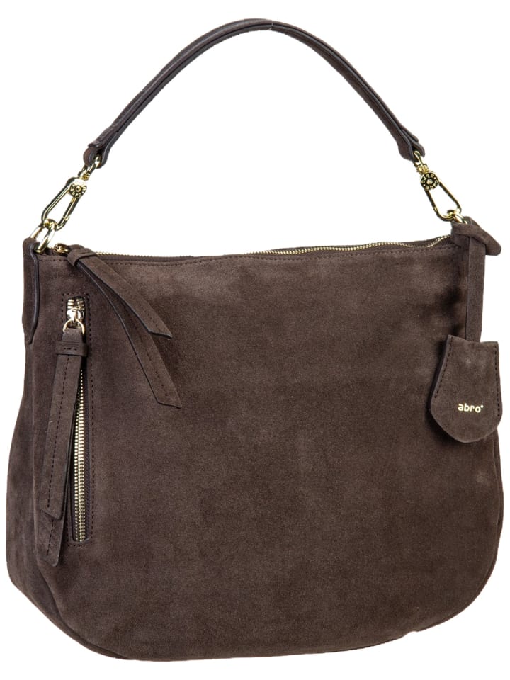 Handtasche Juna Small Suede in Dark Brown