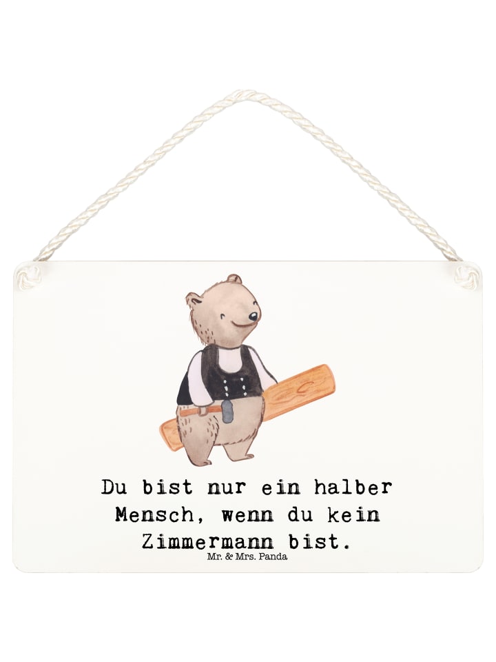 Schild Zimmermann Herz mit Spruch in Weiß