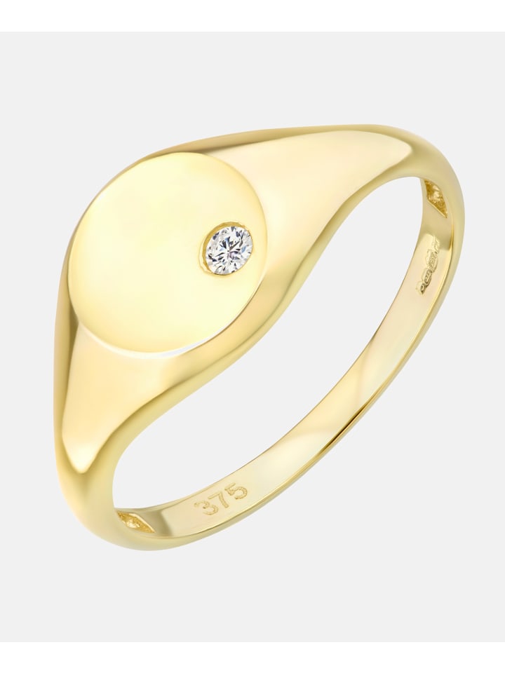 Siegelring aus 375 Gelbgold mit Zirkonia