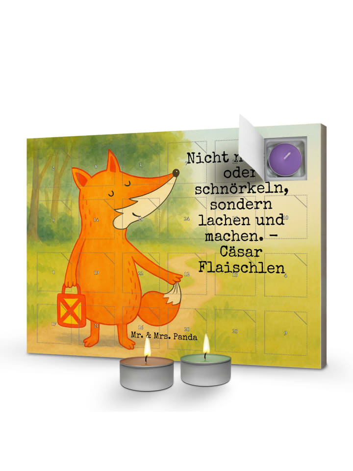 Adventskalender Fuchs Laterne Design mit Spruch in Weiß
