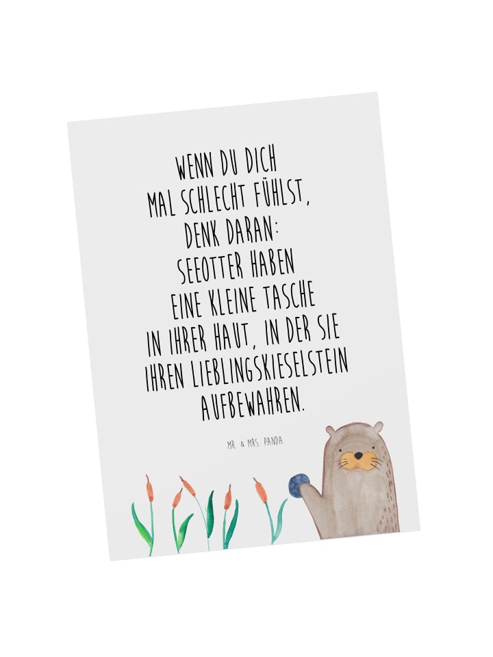 Postkarte Otter Stein mit Spruch in Weiß