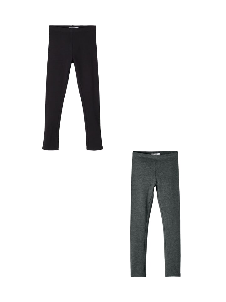 Leggings 2er-Set Regular Fit weich bequem Basic in Schwarz-Dunkelgrau