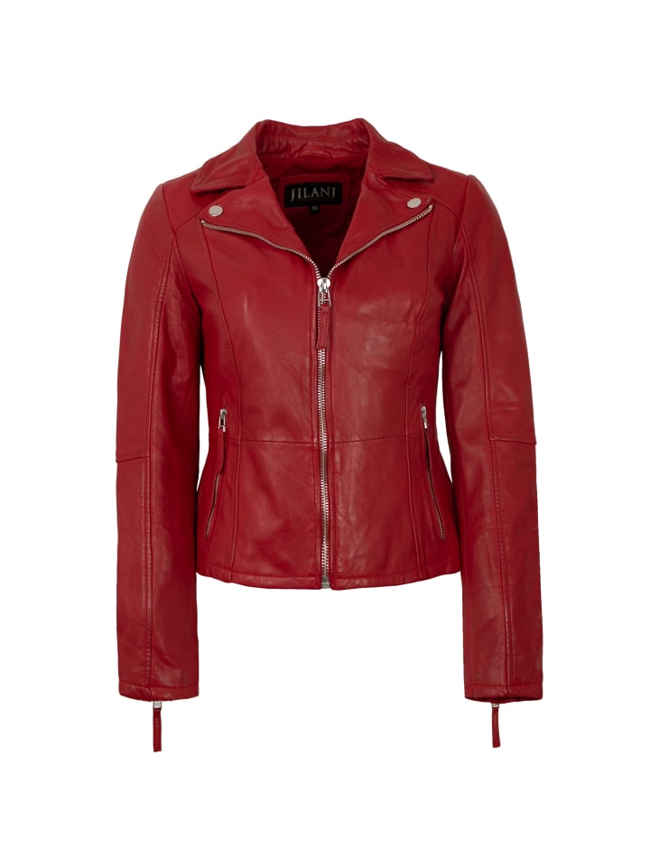 Lederjacke Lammnappa in Salsarot