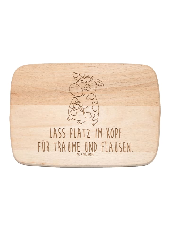 Schneidebrett Holz Kuh mit Spruch in Transparent